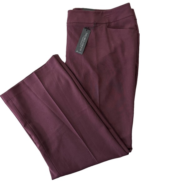 Avenue Pants - Avenue Womens Plus SZ 20 Lena Curvy Fit Classic Trouser Maroon Red Front Pants